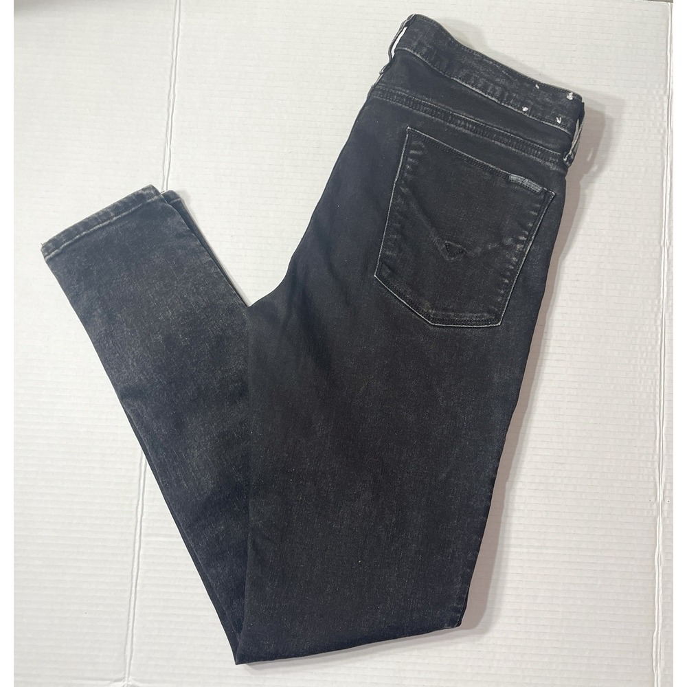 Hudson Jeans Women's 30 Black Krista Super Skinny Raw Wash Biker Grunge‎ Rock